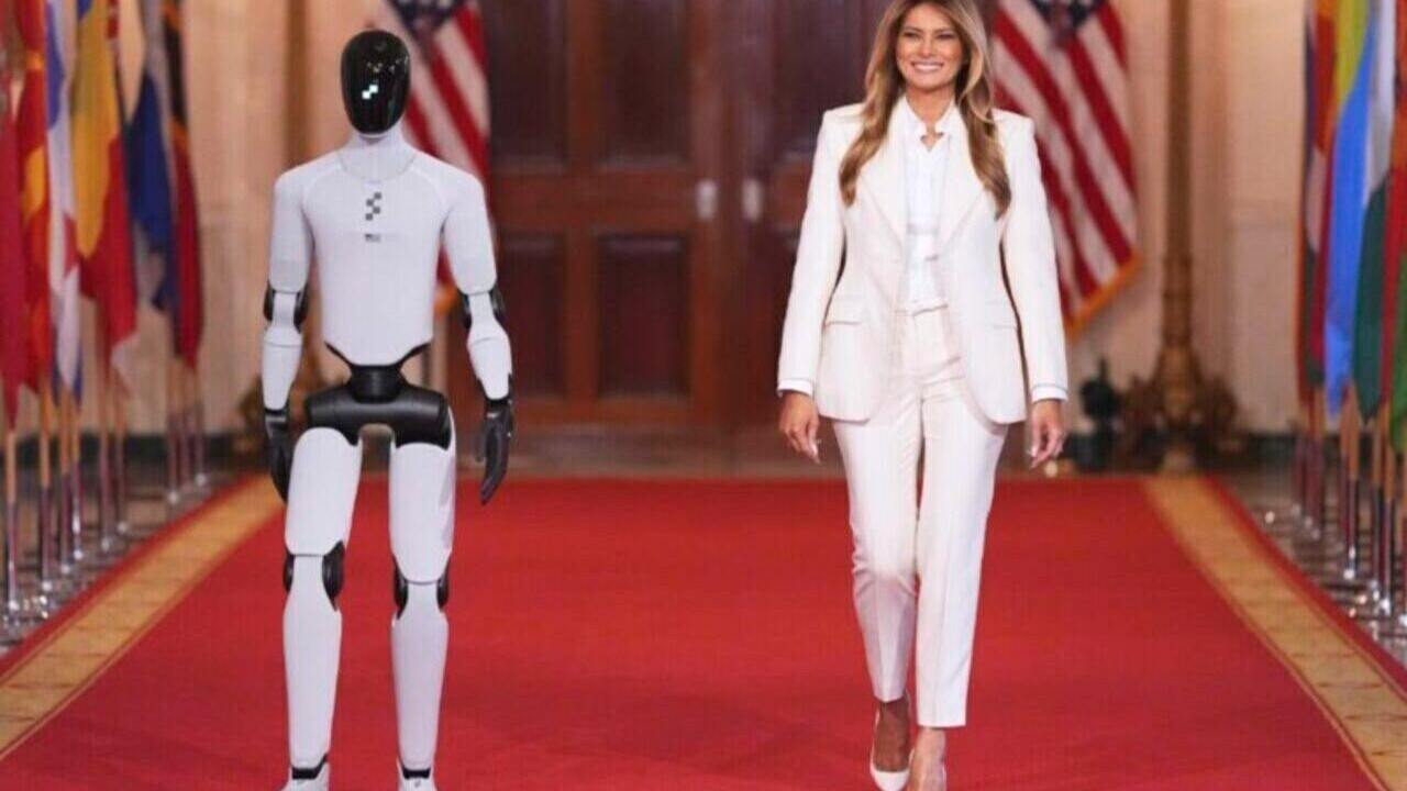 Beyaz Saray'da sürpriz konuk: Melania Trump zirveye robotla katıldı