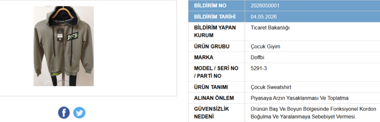 &Ccedil;ocuk kıyafetinde b&uuml;y&uuml;k risk: Bakanlık o &uuml;r&uuml;n&uuml; ifşa etti, piyasadan toplatılıyor - Resim : 2