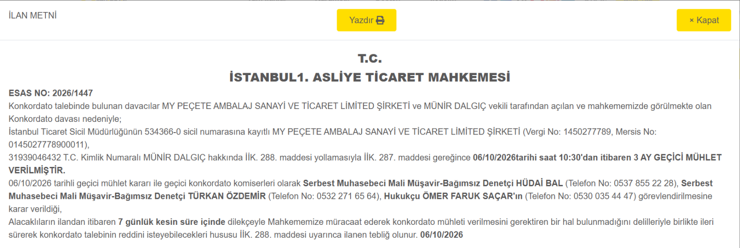 Dev markaların tedarikçisine konkordato kararı! Alacaklılara 7 gün süre - Resim : 1
