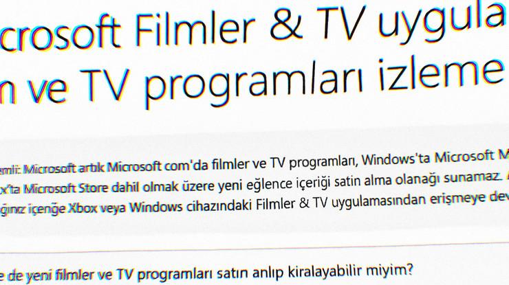 Microsoft film ve dizi satışını durdurdu