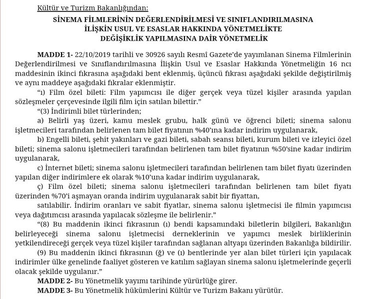 Sinema biletlerine yeni düzenleme: Yüzde 70'e kadar indirim yolu açıldı - Resim : 2