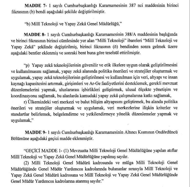 Kamu Yapay Zeka Genel M&uuml;d&uuml;rl&uuml;ğ&uuml; kuruldu - Resim : 2