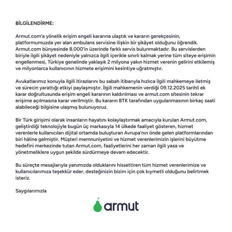 Armut platformuna getirilen erişim engeli kaldırıldı - Resim : 1